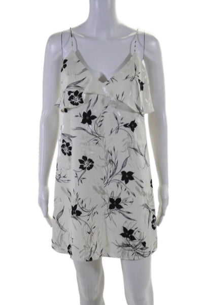 Alice + Olivia Womens Spaghetti Strap Floral Print Mid Calf Dress White XS