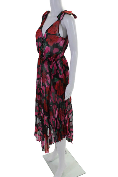 The Kooples Womens Sleeveless Button Down Floral Print Long Dress Pink 1