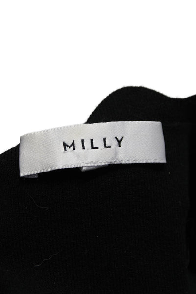 Milly Womens Short Sleeves Crew Neck Pullover Sweater Black Size Petite