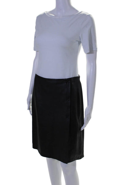 Laundry Womens Lined Leather Front Split Zip Up Knee Length Skirt Black Size 6