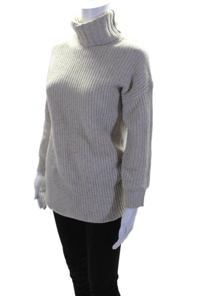 J Crew Womens Merino Wool Beige Turtleneck Long Sleeve Tunic Sweater Top SizeXXS