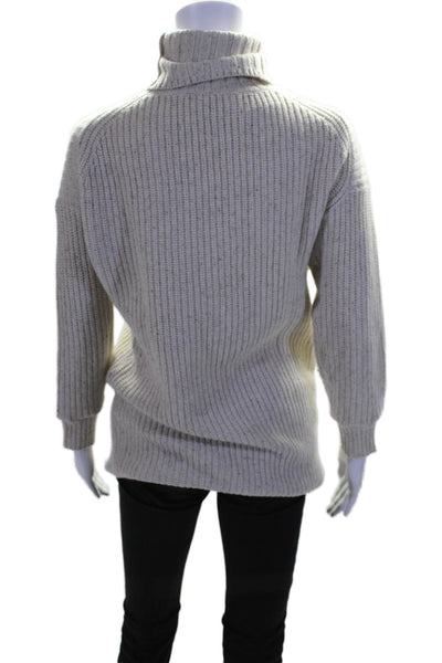 J Crew Womens Merino Wool Beige Turtleneck Long Sleeve Tunic Sweater Top SizeXXS