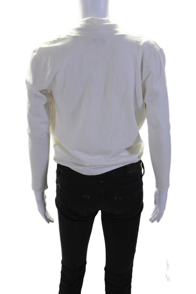 Reiss Womens White V-Neck Faux Wrap Long Sleeve Pullover Sweater Top Size XS