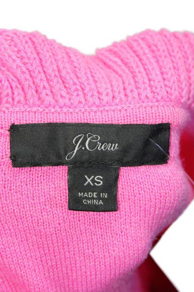 J Crew Womens Cotton Blend Pink Ruffle Detail Pullover Sweater Top Size XS