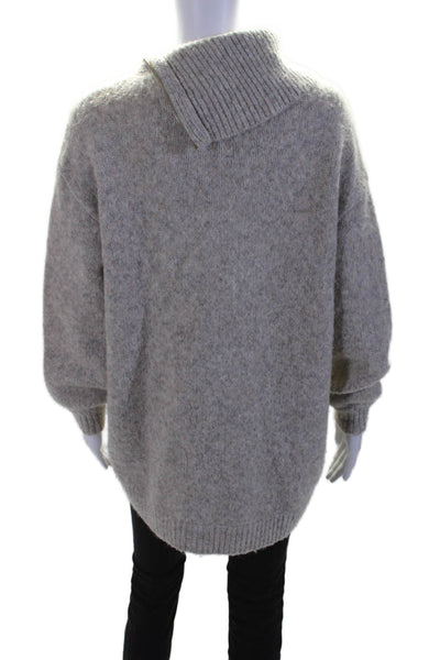 Reiss Womens Beige Wool Zip Detail Turtleneck Long Sleeve Sweater Top Size XS