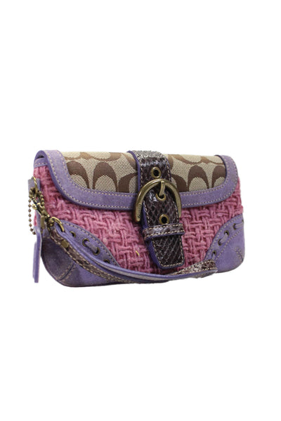 Coach Womens Multicolor Crochet Buckle Detail Wristlet Wallet