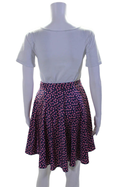 Hutch Womens Navy Blue Pink Floral Printed Knee Length A-Line Skirt Size 0