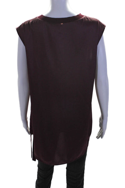 Ted Baker London Womens Round Neck Sleeveless Pullover Blouse Burgundy Size 5