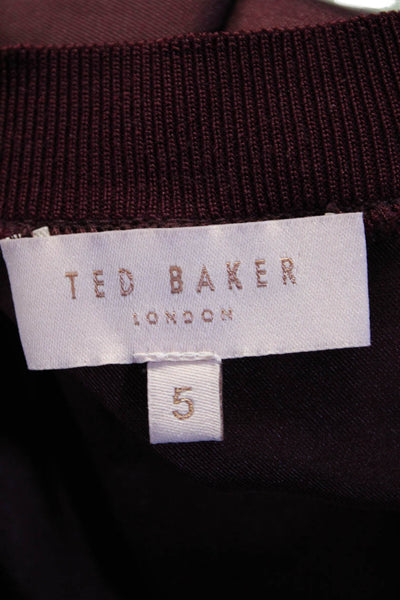 Ted Baker London Womens Round Neck Sleeveless Pullover Blouse Burgundy Size 5