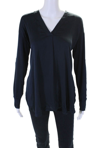 Vince Womens Long Sleeve V Neck Pullover Basic Blouse Black Size XS