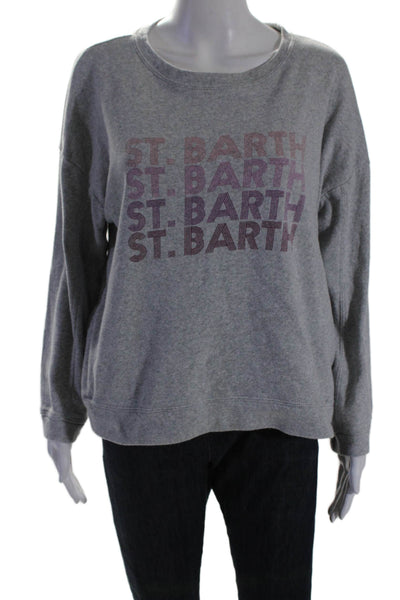 Generation Love Womens Scoop Neck ST Barth Sweatshirt Gray Cotton Size Small