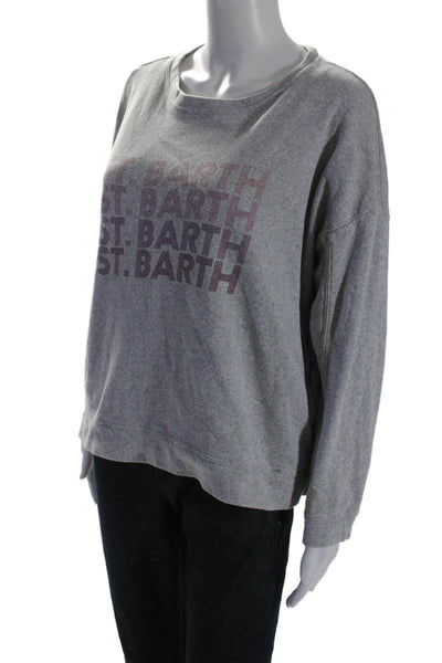 Generation Love Womens Scoop Neck ST Barth Sweatshirt Gray Cotton Size Small