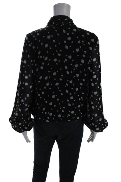 Ted Baker London Womens Long Sleeve Splatter Print Tie Neck Top Black Size 1