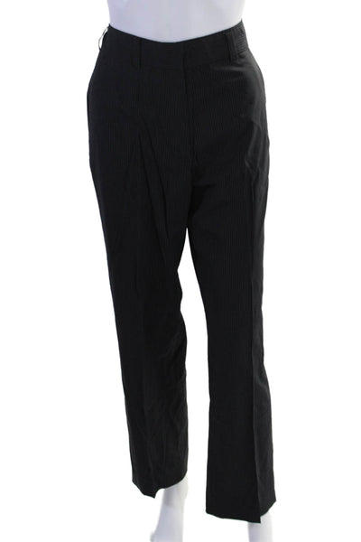 DKNY Womens Flat Zip Front Pinstripe Tapered Leg Dress Pants Black Size 8