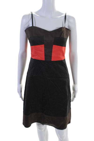 DKNY Women's V-Neck Spaghetti Straps Color Block Fitted Mini Dress Size 6