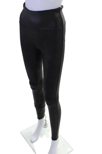 Spanx Women's High Waist Full Length Faux Leather Leggings Black Sz M