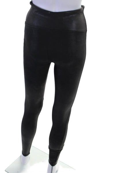 Spanx Women's High Waist Full Length Faux Leather Leggings Black Sz M