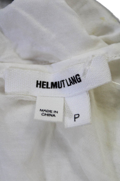 Helmut Lang Women's Round Neck Sleeveless Cotton Blouse Cream Size P