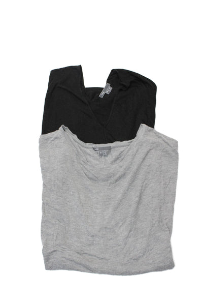 Vince Women's Round Neck Short Sleeves Basic T-Shirt Gray Black Size S Lot 2