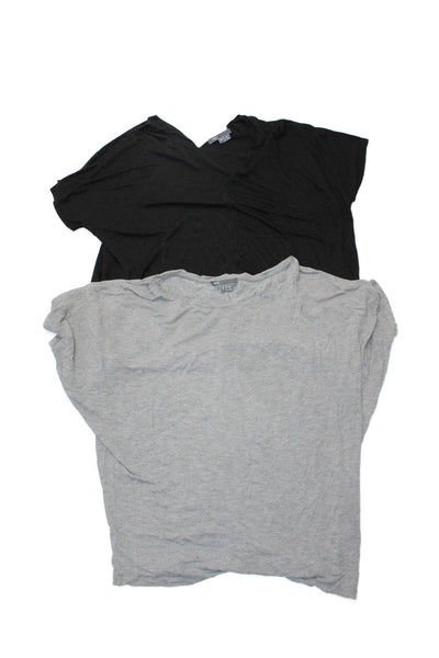 Vince Women's Round Neck Short Sleeves Basic T-Shirt Gray Black Size S Lot 2