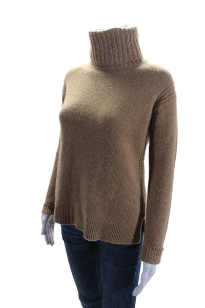 J Crew Womens Wool Long Sleeve Turtleneck Sweater Brown Size XXS