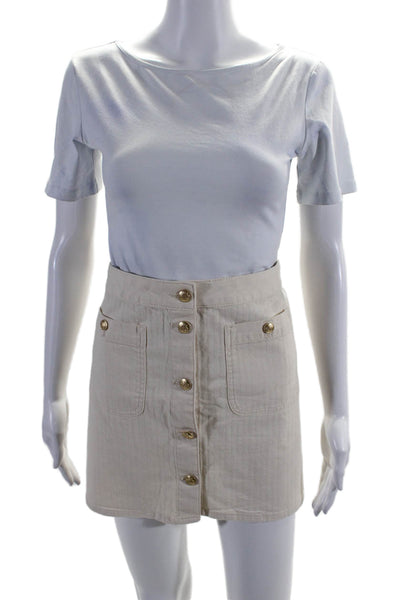 J Crew Womens Double Front Pocket Button Down Knee Length Skirt White Size 29