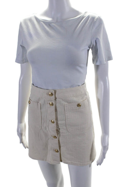 J Crew Womens Double Front Pocket Button Down Knee Length Skirt White Size 29