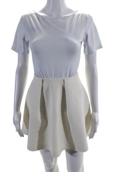 Likely Womens Back Zip Knee Length Flare Basic Skirt White Size 4 US