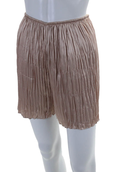 Vince Womens Elastic Waist Pleated Above Knee Shorts Pink Size Medium