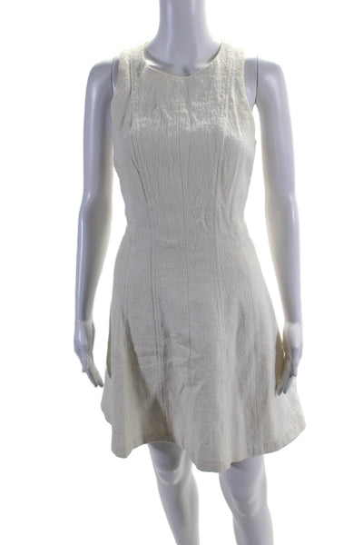 Theory Womens Back Zip Sleeveless V Neck Long Flare Dress White Size 4