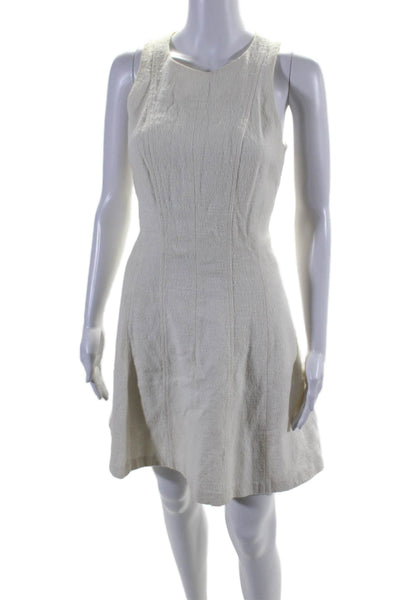 Theory Womens Back Zip Sleeveless V Neck Long Flare Dress White Size 4