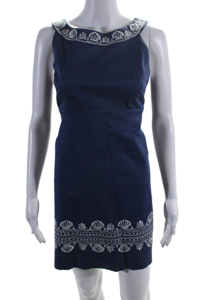 Lilly Pulitzer Womens Side Zip Embroidered Mid Calf Dress Blue Size 6