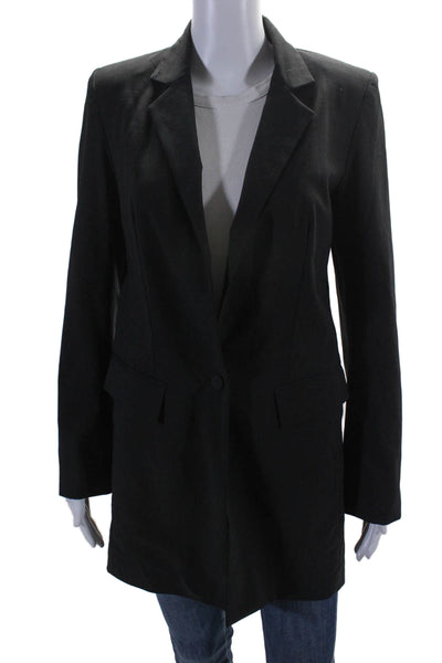 Haute Hippie Womens Black One Button Long Sleeve Blazer Jacket Size S