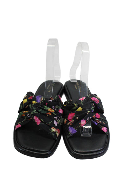 Ted Baker London Womens Floral Print Slide On Sandals Black Size 37.5 7.5