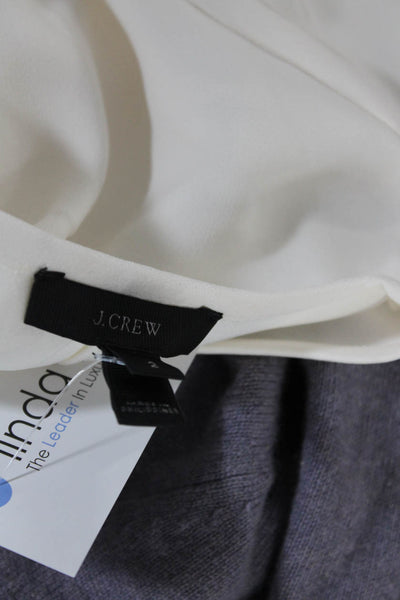 J Crew Womens High Neck Lined Bell Ruffle Tier Sleeve Blouse Cream Size 2