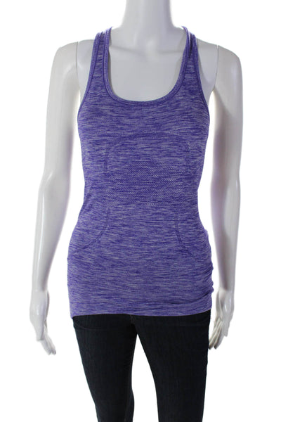 Lululemon Womens Racer Back Sleeveless Pullover Tank Top Purple White Size 4