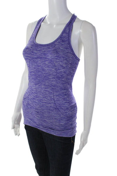 Lululemon Womens Racer Back Sleeveless Pullover Tank Top Purple White Size 4