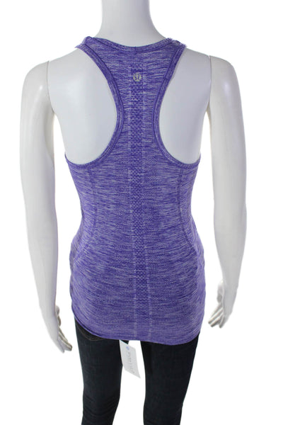 Lululemon Womens Racer Back Sleeveless Pullover Tank Top Purple White Size 4