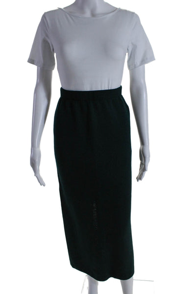 St. John Evening By Marie Gray Womens Wool Back Slit Maxi Skirt Green Size 2