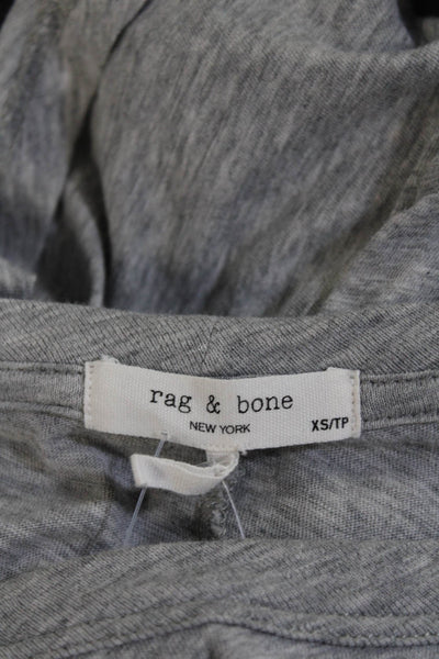 Rag & Bone Womens Long Sleeve Scoop Neck Pocket Tee Shirt Gray Cotton Size XS