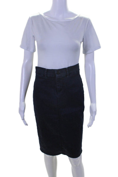 J Brand Womesn Cotton Denim Button Closure Knee Length Pencil Skirt Navy Size 26