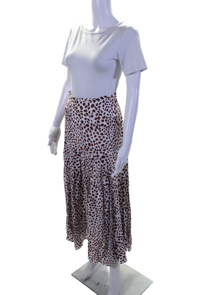 Rixo Womens Cotton Blend Spotted Layered Zip Up Maxi Skirt White Size XS