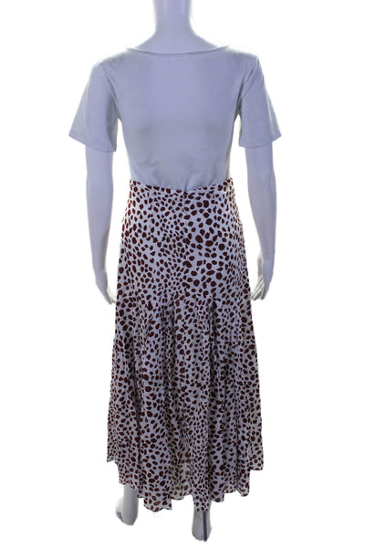 Rixo Womens Cotton Blend Spotted Layered Zip Up Maxi Skirt White Size XS