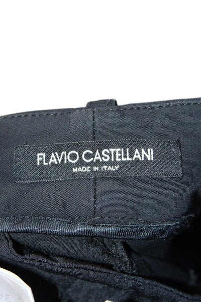 Flavio Castellani Womens Cotton Blend Mid-Rise Pants Trousers Black Size 42