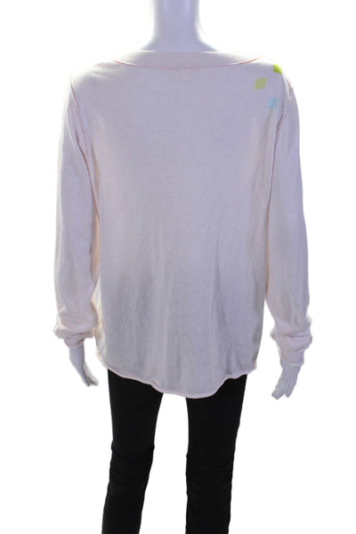 Lisa Todd Womens Long Sleeve Pixel Heart Scoop Neck Sweater White Cotton Size XL