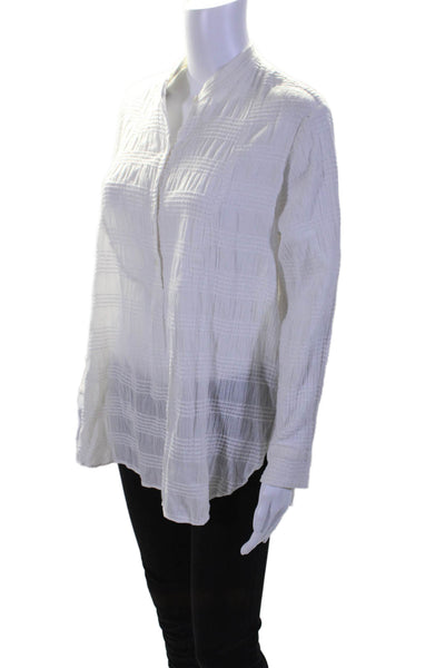 Derek Lam 10 Crosby Womens Long Sleeve Half Button Crew Neck Shirt White Size 4