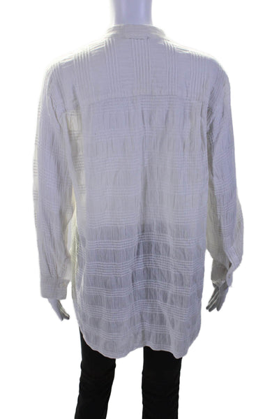 Derek Lam 10 Crosby Womens Long Sleeve Half Button Crew Neck Shirt White Size 4