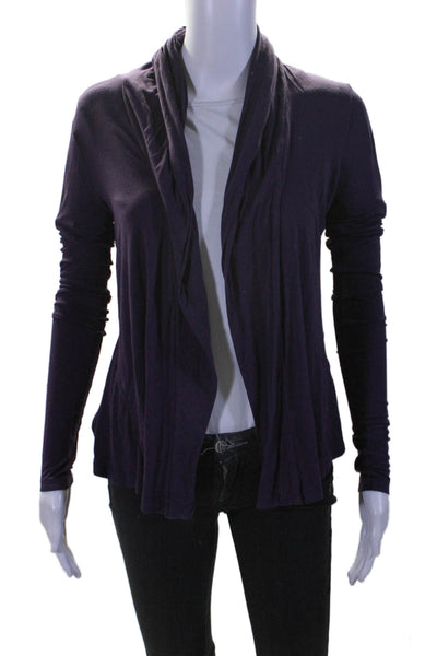 Theory Womens Long Sleeve Open Front Lightweight Cardigan Sweater Purple Petite