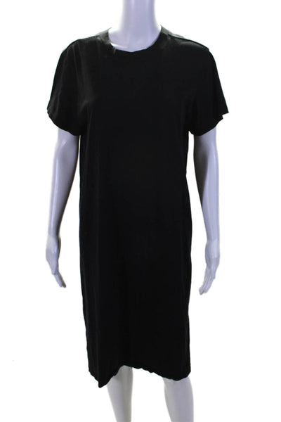 Electric & Rose Womens Short Sleeve Scoop Neck Shirt Dress Black Cotton Small