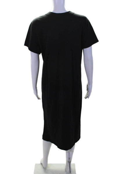 Electric & Rose Womens Short Sleeve Scoop Neck Shirt Dress Black Cotton Small